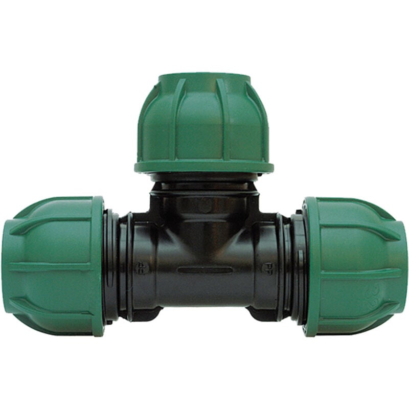 foto del prodotto irritec raccordo a t a 90 in polipropilene a compressione per irrigazione e giardinaggio pn 10 bar 32 x 32 x 32