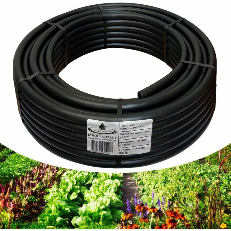foto del prodotto irritec spa tubo in polietilene 25 mm. pn6, matassa da 100 mt, acquaverde, semi rigido a bassa densit pe bd, per irrigazione campi, orto e