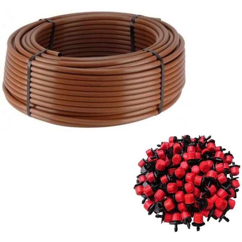 foto del prodotto irritec tubo di gocciolamento 16 mm x 100 m colore marrone 100 gocciolatori regolabili da 0 a 40 lh offerta esclusiva