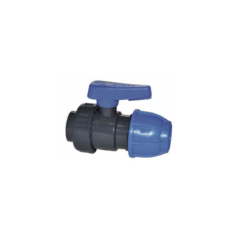 foto del prodotto irritec valvola a sfera monoghiera in pvc con fil. f giunto a compressione 1 2 x 20