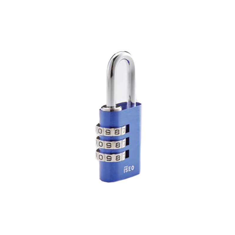 foto del prodotto is iseo lucchetto combinaz.mm30 3 cifre blu