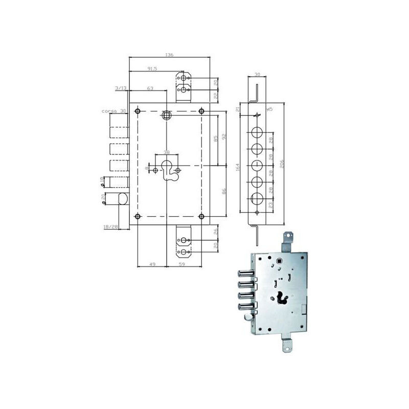 immagine 0 del prodotto is serratura sic.triplice e73 668.1328.0g00 iseo