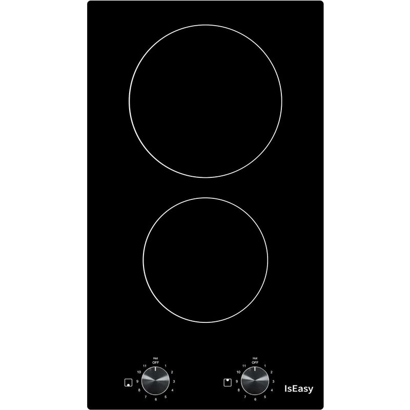 foto del prodotto iseasy doppia vetroceramica elettrica, doppia piastra di cottura in vetroceramica 3000 w, 2 fuochi, da incasso, automatico, touch, timer,
