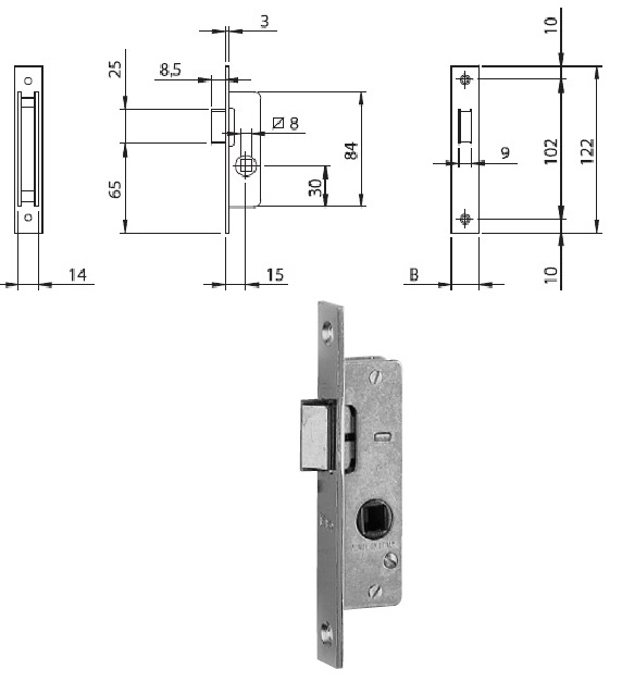 foto del prodotto iseo 762002 serratura inf. x montanti front. mm.20 c scrocco