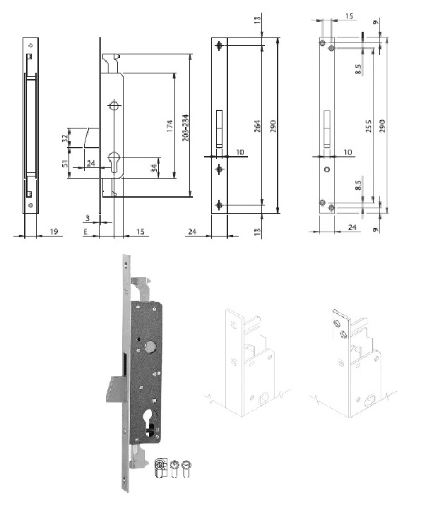 foto del prodotto iseo 783253ifz serratura inf. x mont.tripl. mm.25 catenaccio