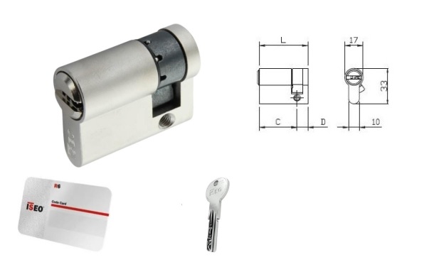 foto del prodotto iseo 82r6030109c5 cilindro mezzo r6 plus5 chiavi cant.mm.40