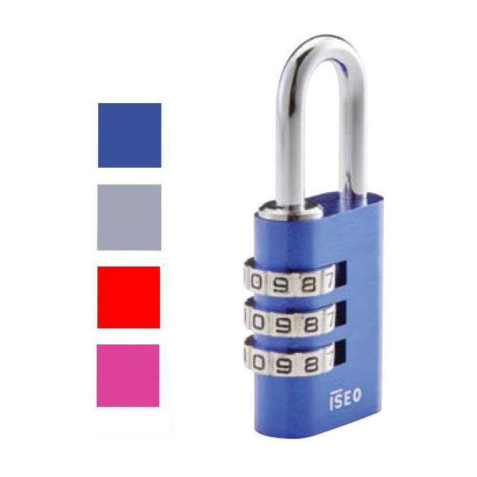 foto del prodotto iseo lucchetto con combinazione 30mm 3 cifre grigio