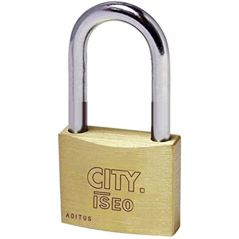 foto del prodotto iseo lucchetto in ottone arco lungo city 2 chiavi 40mm