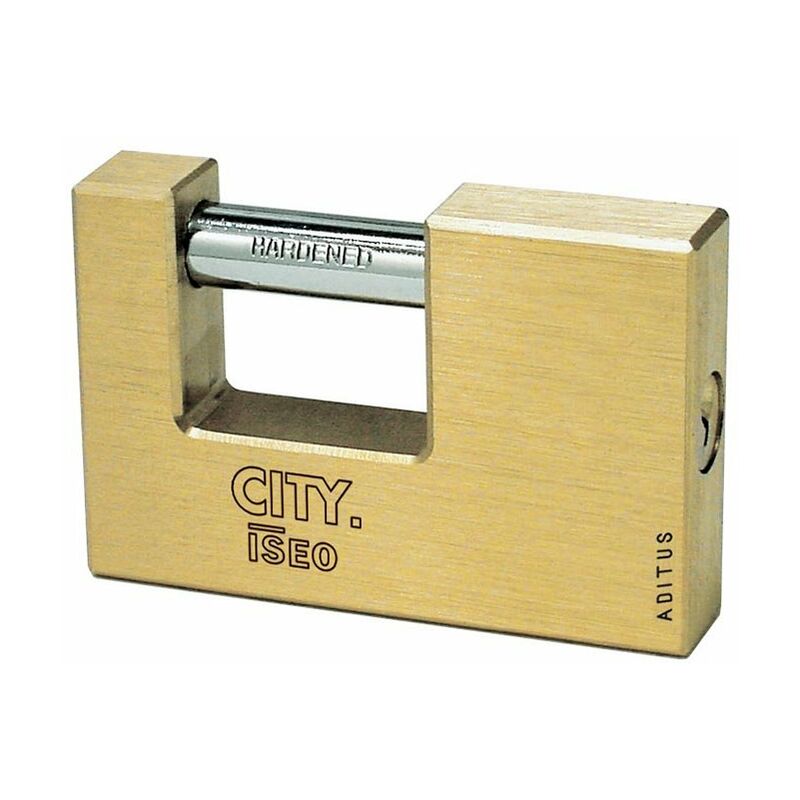 foto del prodotto iseo serrature lucchetto ottone con 2 chiavi per serranda larghezza 90 mm p74090197.k1