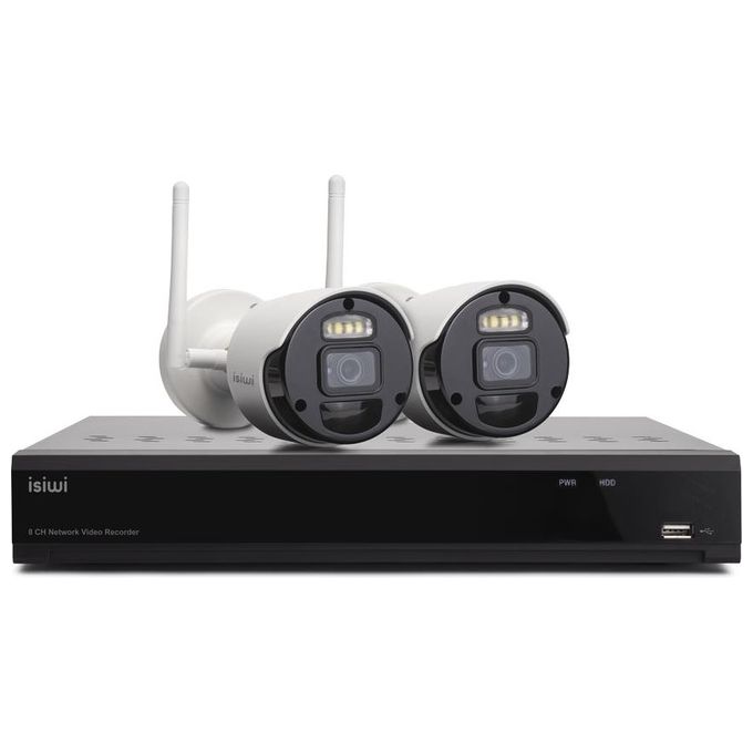 foto del prodotto isiwi isw-k1n8bf2mp-2 gen1 kit wireless nvr 8 canali 2 telecamere ip 1080p