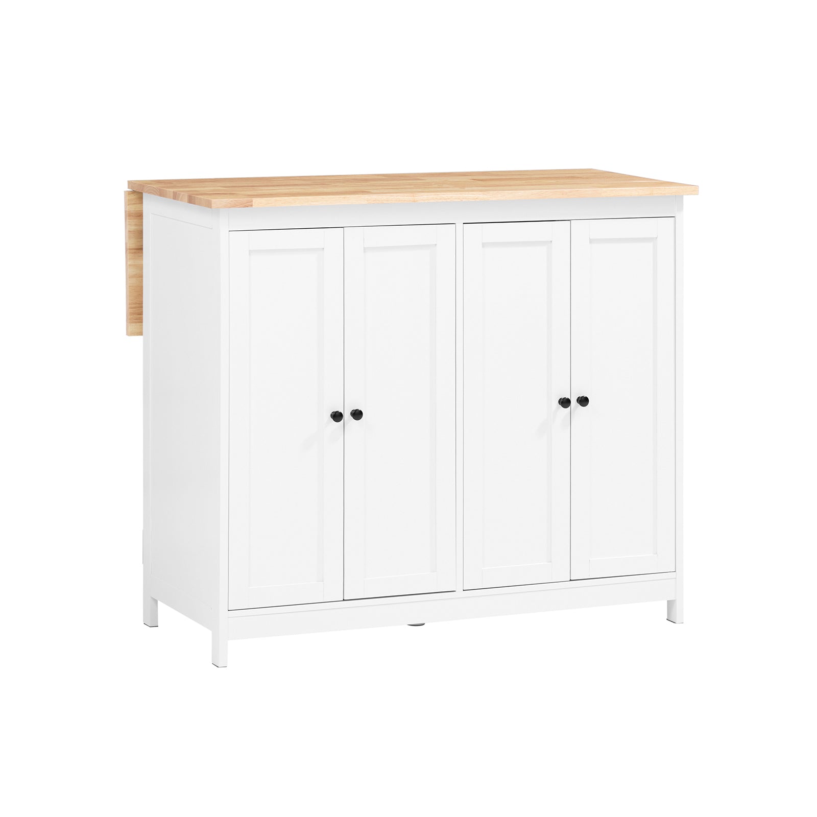 foto del prodotto isola cucina con piano di lavoro espandibile credenza penisola cucina con ruote bianco 107x76x92cm knl10 wn