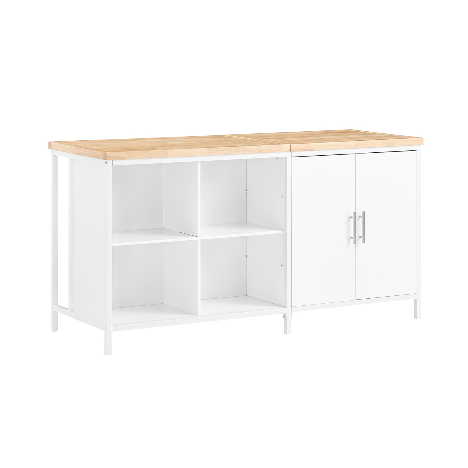 foto del prodotto isola cucina mobile da cucina autoportante credenza tavolo da bar design industriale bianco 170x60x89cm knl09 wn