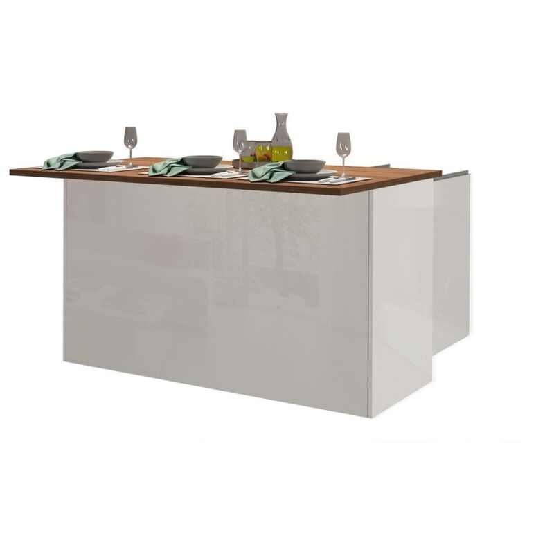 foto del prodotto isola da cucina 3 ante 155x90x90cm nautilus colore bianco laccato lucido rovere wotan
