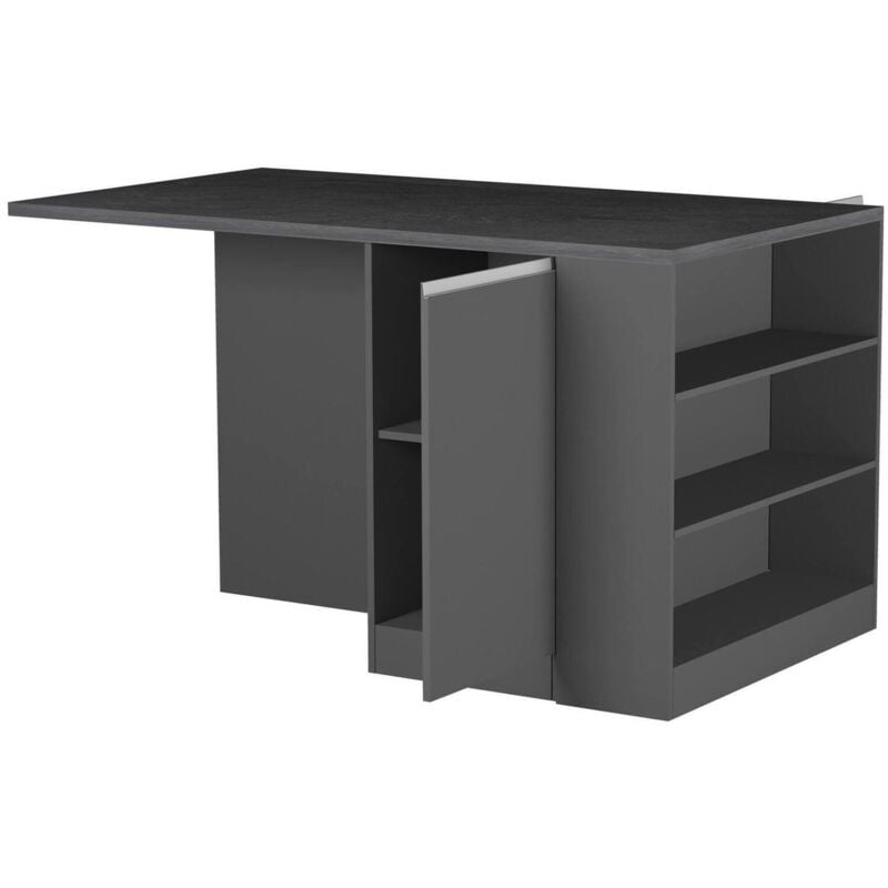 foto del prodotto isola da cucina abern, armadio multiuso, mobile per cucinotto, tavolo ausiliario, 100 made in italy, 160x90h90 cm, antracite e ardesia dmora