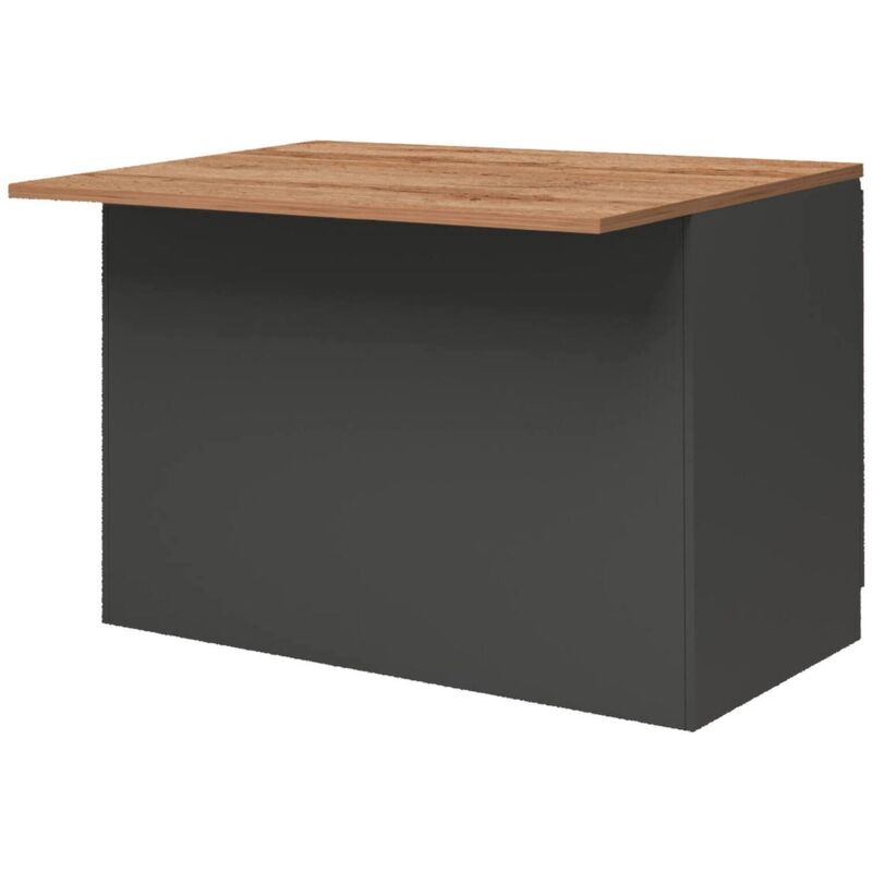 foto del prodotto isola da cucina analiza, armadio multiuso, mobile per cucinotto, tavolo ausiliario, 100 made in italy, 125x90h90 cm, antracite e rovere dmora