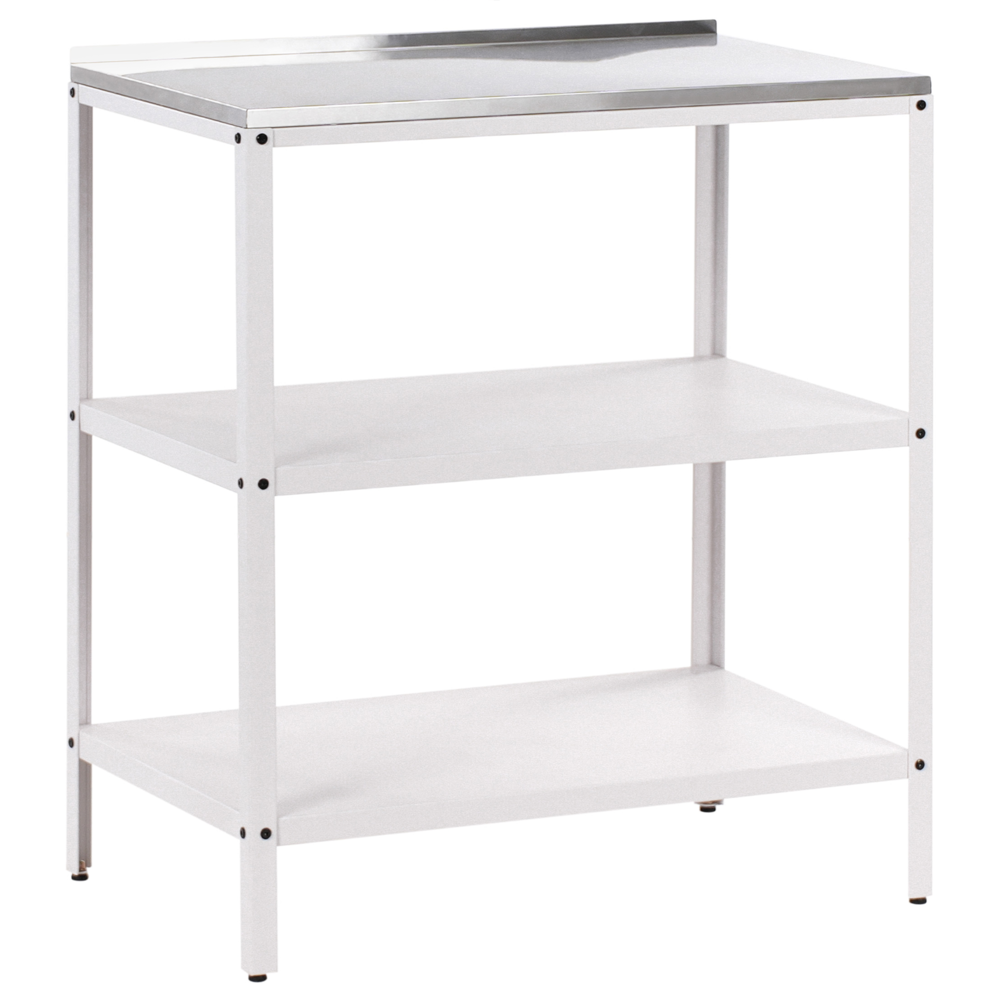 foto del prodotto isola da esterno in acciaio inox bianco 80 x 50 x 92 cm 2 ripiani con top cucina da giardino da pranzo