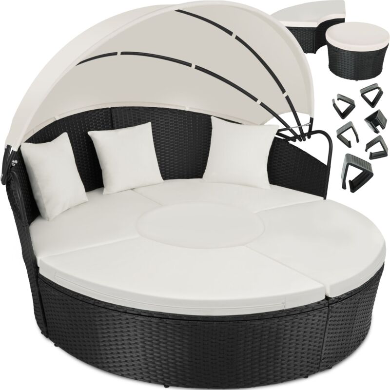foto del prodotto isola prendisole in rattan con telaio in alluminio e parasole divano prendisole, sdraio da giardino, sedia sdraio