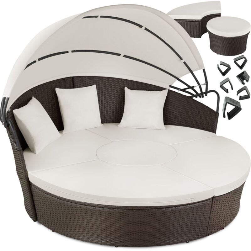 foto del prodotto isola prendisole in rattan con telaio in alluminio e parasole divano prendisole, sdraio da giardino, sedia sdraio