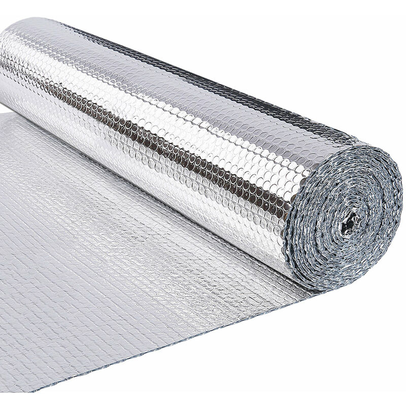 foto del prodotto isolante termico 100cm x 10m, foglio isolante doppio strato alluminio bolle rotolo di pellicola riflettente vounot