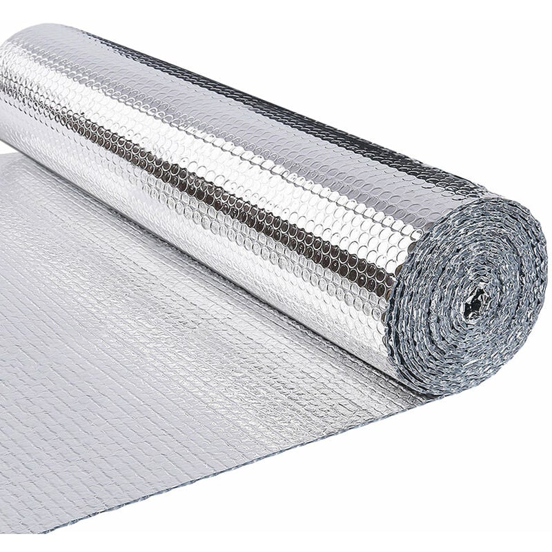 foto del prodotto isolante termico 100cm x 20m, foglio isolante doppio strato alluminio bolle rotolo di pellicola riflettente vounot
