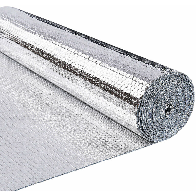 foto del prodotto isolante termico 122cm x 20m, foglio isolante doppio strato alluminio bolle rotolo di pellicola riflettente vounot