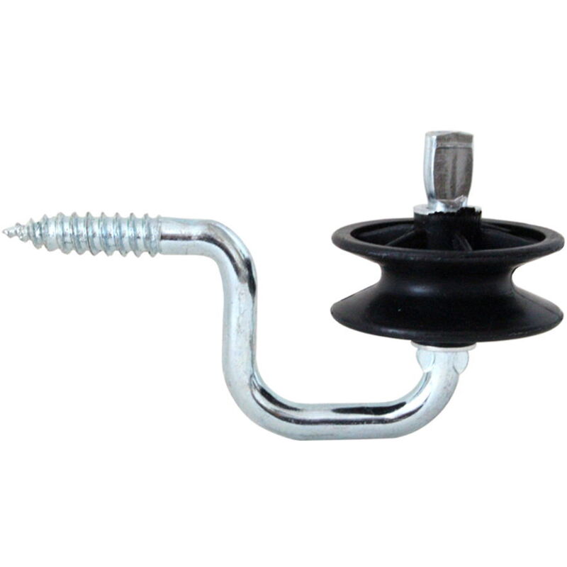 foto del prodotto isolatore angolare per corda e filo con ruota girevole e vite a legno confezione da 10 pezzi