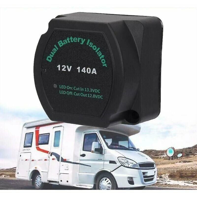 foto del prodotto isolatore intelligente per doppia batteria 12v 140a rel sensibile alla tensione per furgoni, camion, camper, atv, utv, barche, veicoli fuoristrada