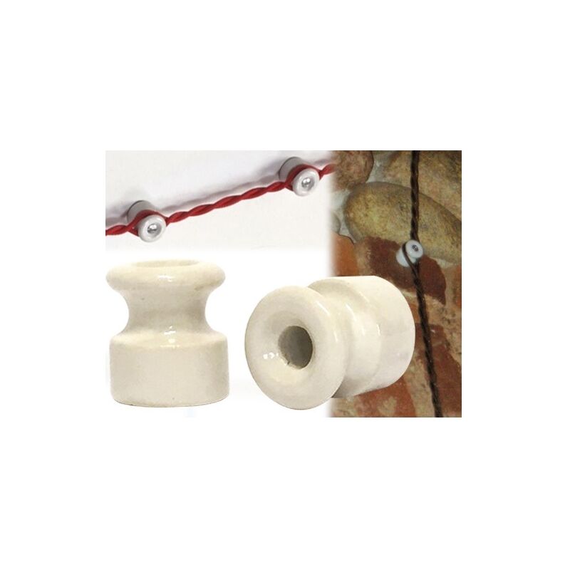 foto del prodotto isolatore porcellana 40406 per cavo elettrico trecciato 18 mm bianco