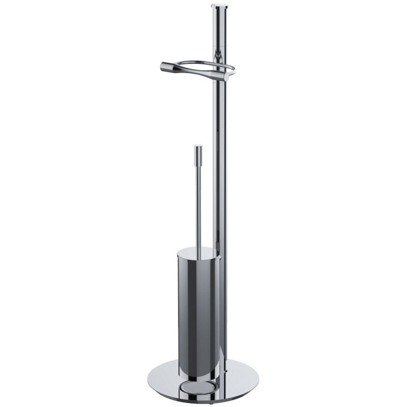 foto del prodotto isole 2 piantana con porta rotolo e porta scopino cromato codice prod b9407ncr colombo design