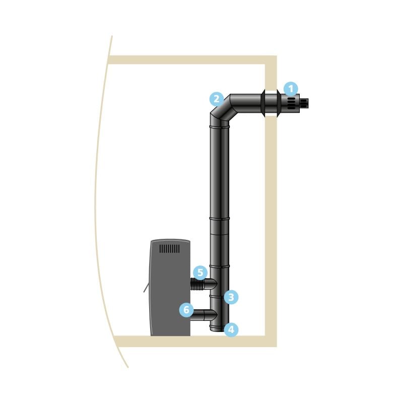 foto del prodotto isotip kit di collegamento orizzontale impermeabile regolabile per ugello 80 mm nero int 100 ext 150 per stufe a pellet 853802