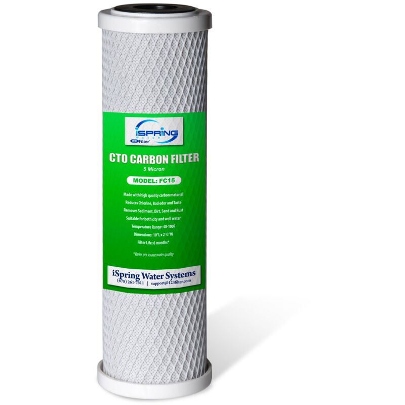 foto del prodotto ispring fc15 5 micron 10 cartuccia di ricambio del filtro dell acqua a blocco di carbone cto per il sistema di filtrazione a osmosi inversa sotto il