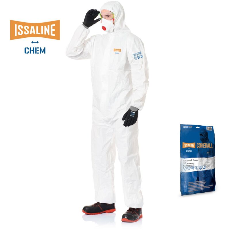foto del prodotto issaline 08290 tuta da lavoro monouso chem cat. iii type 5,6 bianca m