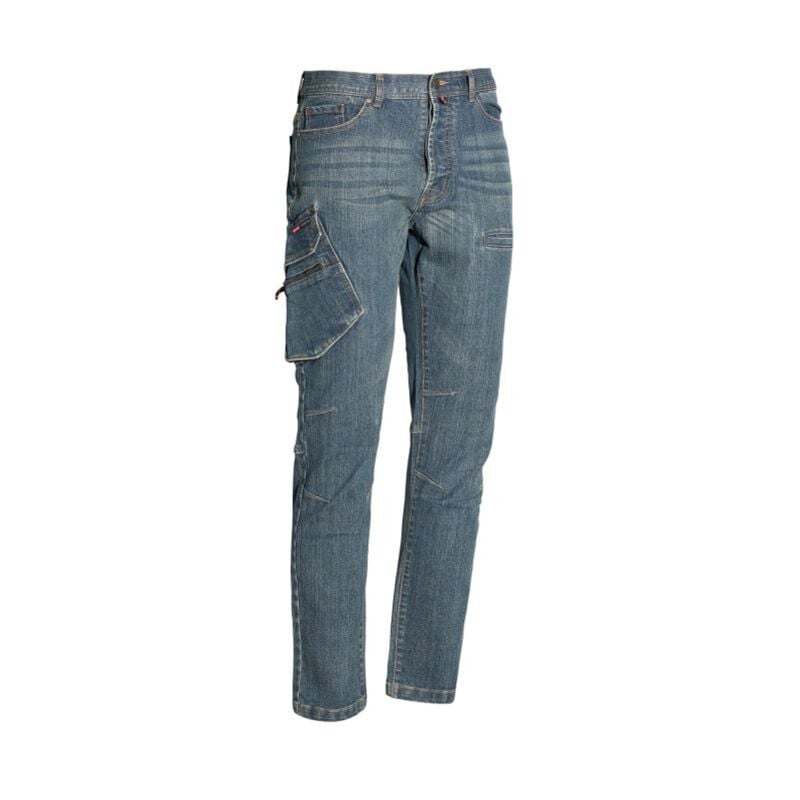 foto del prodotto issaline 8025bp-040 jeans da lavoro stretch multi pockets blu l
