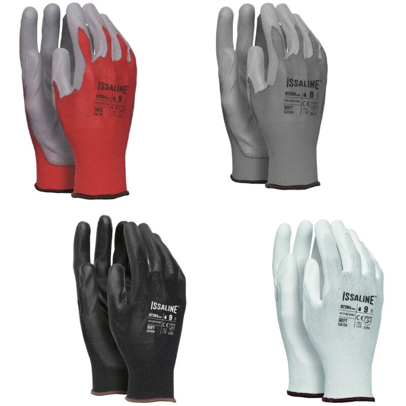 foto del prodotto issaline guanti da lavoro spalmato pu 07284 9 l nero
