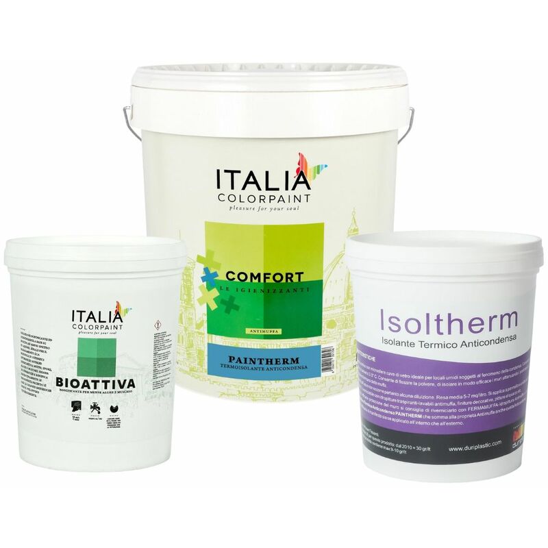 foto del prodotto italia colorpaint ciclo trattamento muri antimuffa isoltherm fissativo bioattiva paintherm contenuto per 15 mq confezione 1