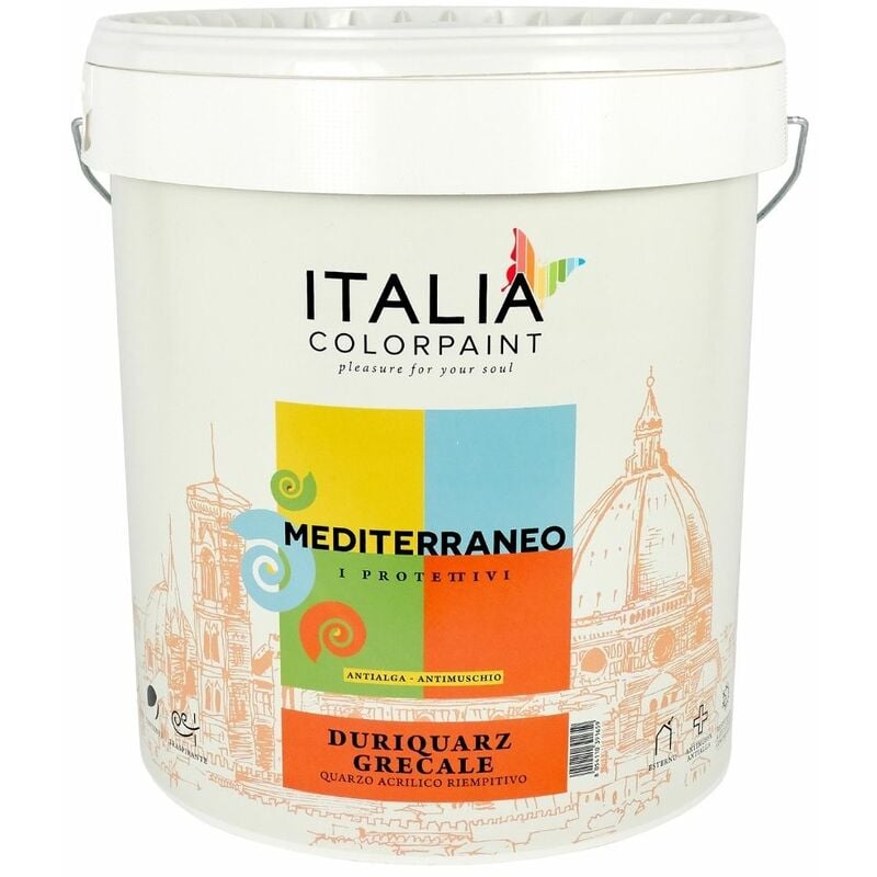 foto del prodotto italia colorpaint duriquarz grecale idropittura quarzo acrilico protettivo antialga antimuffa tinta bianco contenuto litri 4 confezione 1