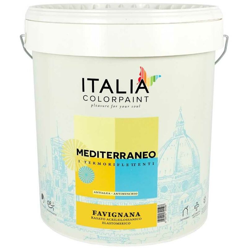 foto del prodotto italia colorpaint favignana rasato acrilsilossanico elastomerico termoriflettente tinta bianco contenuto kg 8 confezione 1