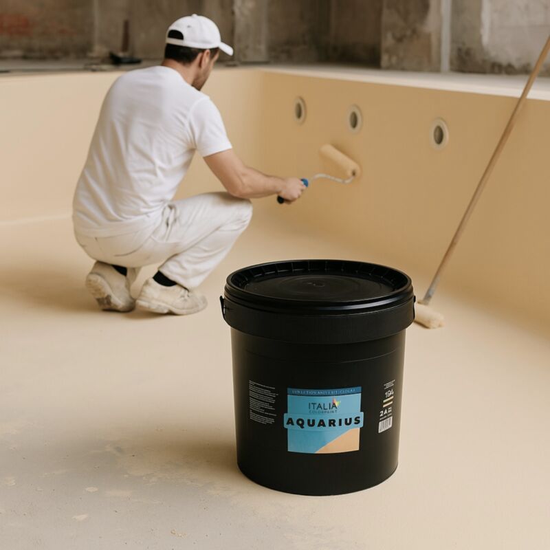 foto del prodotto italia colorpaint idropittura acrilica specifica per piscine in cemento aquarius tinta sabbia contenuto litri 13 confezione 1