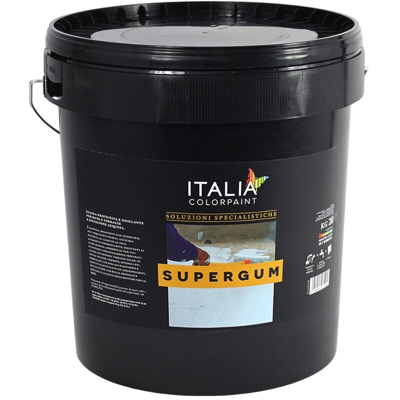 foto del prodotto italia colorpaint italia colorpanit guaina impermeabilizzante supergum elastomerica fibrata tinta bianco contenuto kg 5 confezione 1