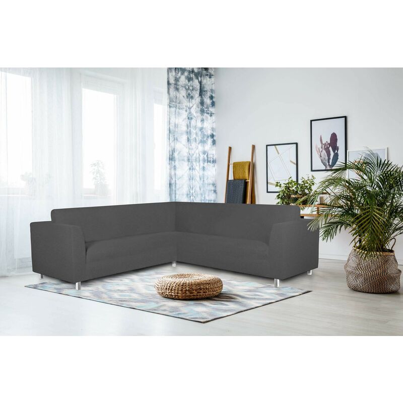foto del prodotto italian bed linen copridivano angolare salvadivano elasticizzato, aderenza perfetta da 350 a 450 cm telo copri divano, tessuto elastico in