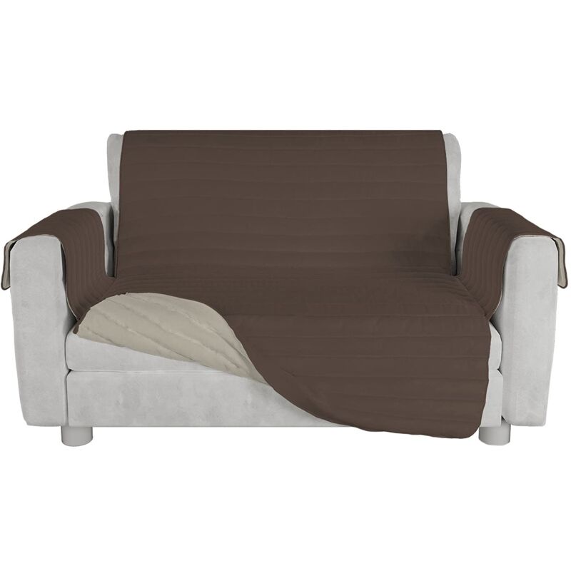foto del prodotto italian bed linen copridivano bicolore in microfibra trendy, marrone panna, 2 posti