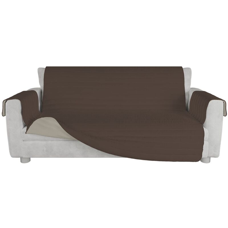 foto del prodotto italian bed linen copridivano bicolore in microfibra trendy, marrone panna, 3 posti