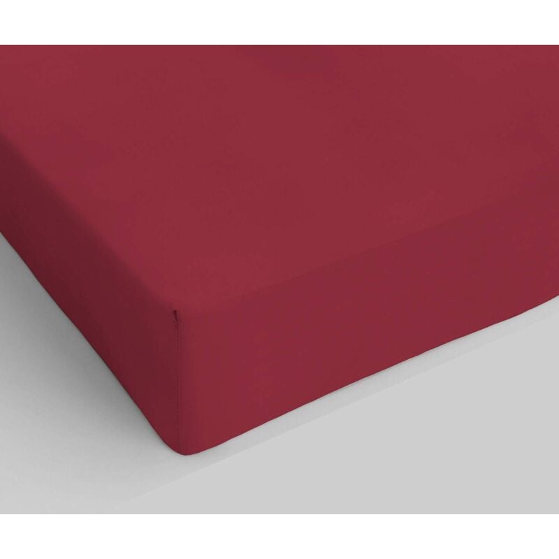 foto del prodotto italian bed linen lenzuolo sotto con angoli 35cm elegant, 1 posto e mezzo bordeaux