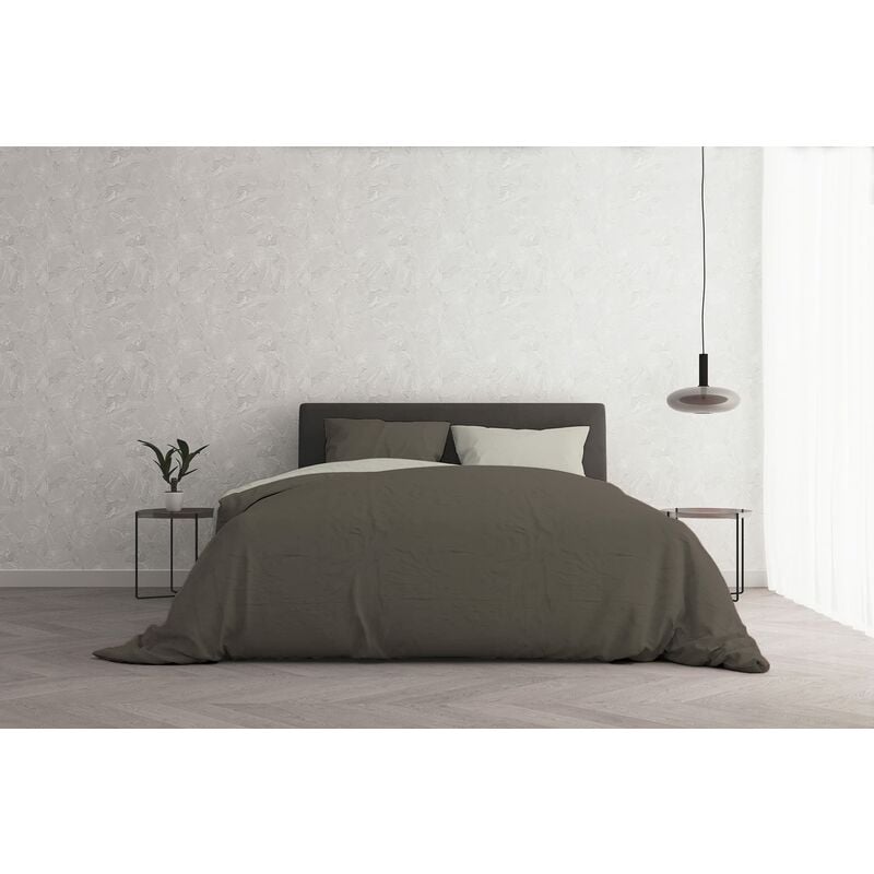 foto del prodotto italian bed linen mb home italy copripiumino natural color, cotone, marrone panna, matrimoniale