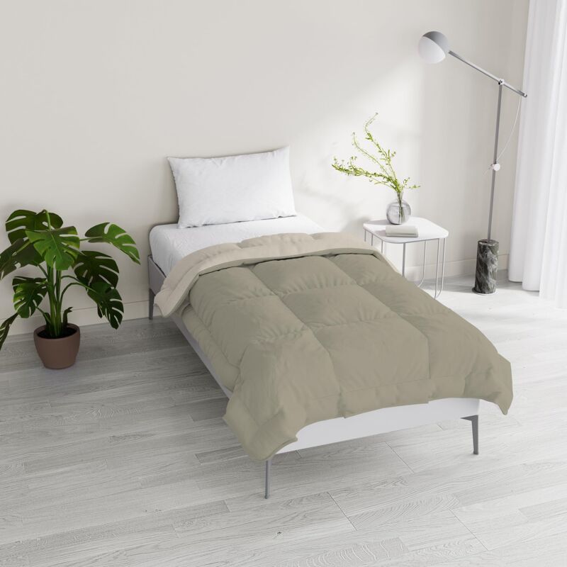 foto del prodotto italian bed linen piumino invernale imbottito bicolore sogni e capricci, tortora panna, piazza e mezza 200x200cm