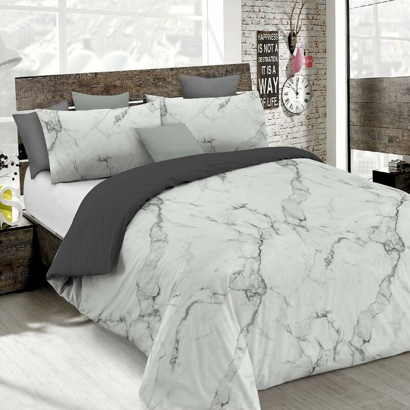 foto del prodotto italian bed linen set copripiumino microfibra fashion, lavorato in italia parure copri piumino sacco piumone 200x200 cm con patella e federe