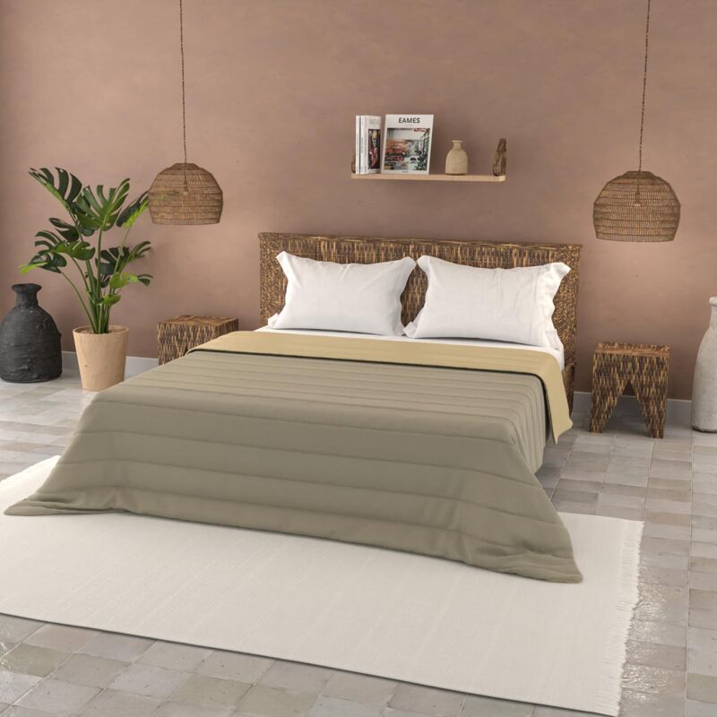 foto del prodotto italian bed linen trapuntino estivo basic tinta unita, microfibra, tortora panna, matrimoniale 250x240cm