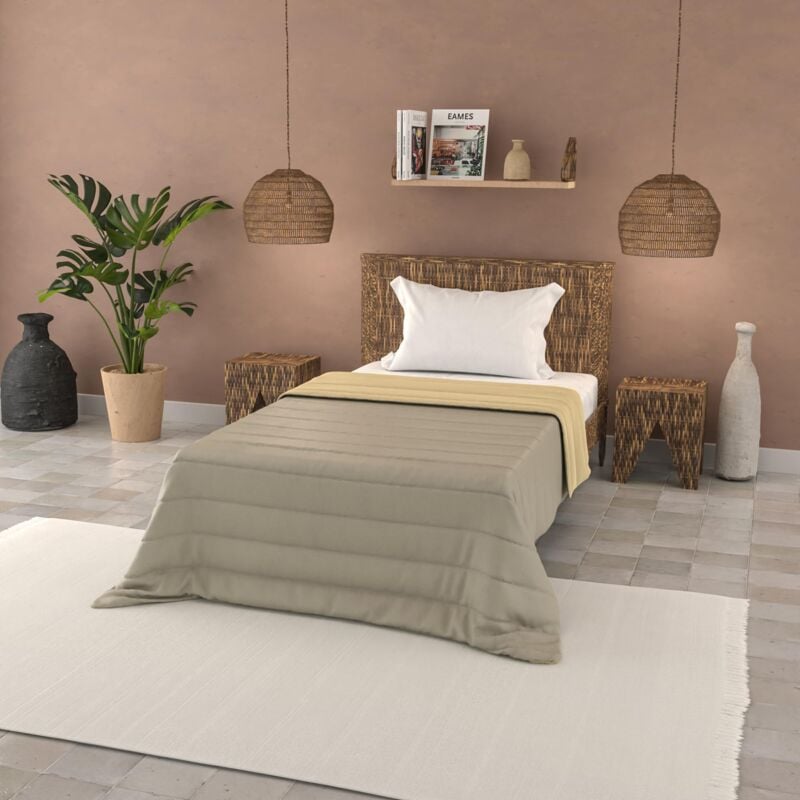 foto del prodotto italian bed linen trapuntino estivo basic tinta unita, microfibra, tortora panna, piazza e mezza 200x240cm
