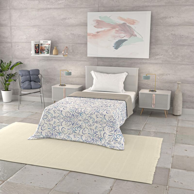 foto del prodotto italian bed linen - trapuntino estivo linea basic made in italy copriletto stampato in morbida microfibra - trapunta primavera estate mezza stagione - ornato tex, singolo 160x240cm