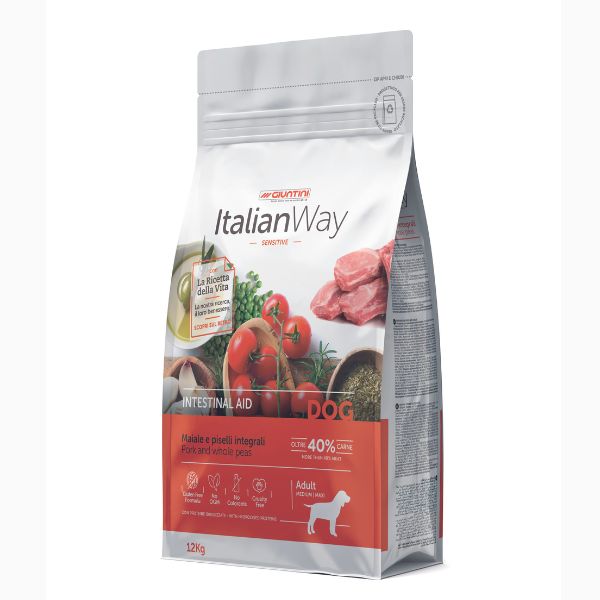 foto del prodotto italianway medium/maxi adult intestinal maiale e piselli - 12 kg - spedizione gratis da 39€